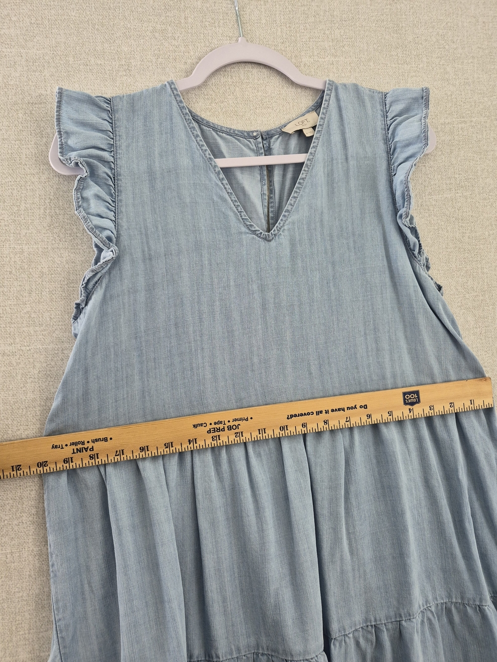 LOFT Light Blue Ruffle Sleeve Midi Dress Size M (SKU 0054) - Picture 15 of 15